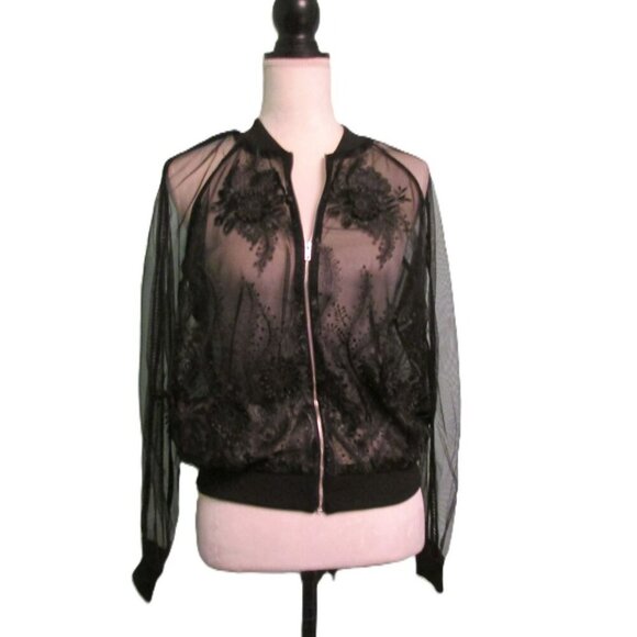 Endless Rose Jackets & Blazers - NWT Endless Rose NWT Black Floral Lace Mesh Zip Up Light Weight Jacket-Small